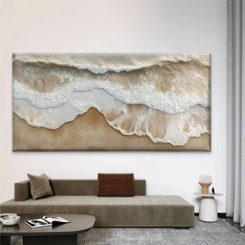 Abstract Ocean Wave Beach Wall Art Canvas Office Home Room Framed 120x60cm - Bella Home Decor