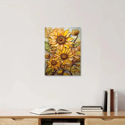 Beautiful Carnation Colorful Painting Sun Flower 40x60cm Metal Print Ready to Hang