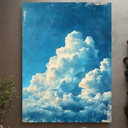 Fluffy Blue Sky Dreamy Cloud 60x90cm Metal Print Ready to Hang