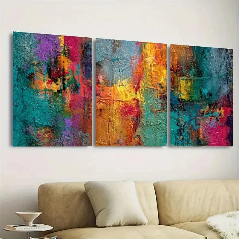 3pcs Modern Vivid Unique Housewarming Gift Art Wall Art Set Canvas Framed 50x70cm - High Quality Print 100% Australian Made Wall Canvas Ready to Hang