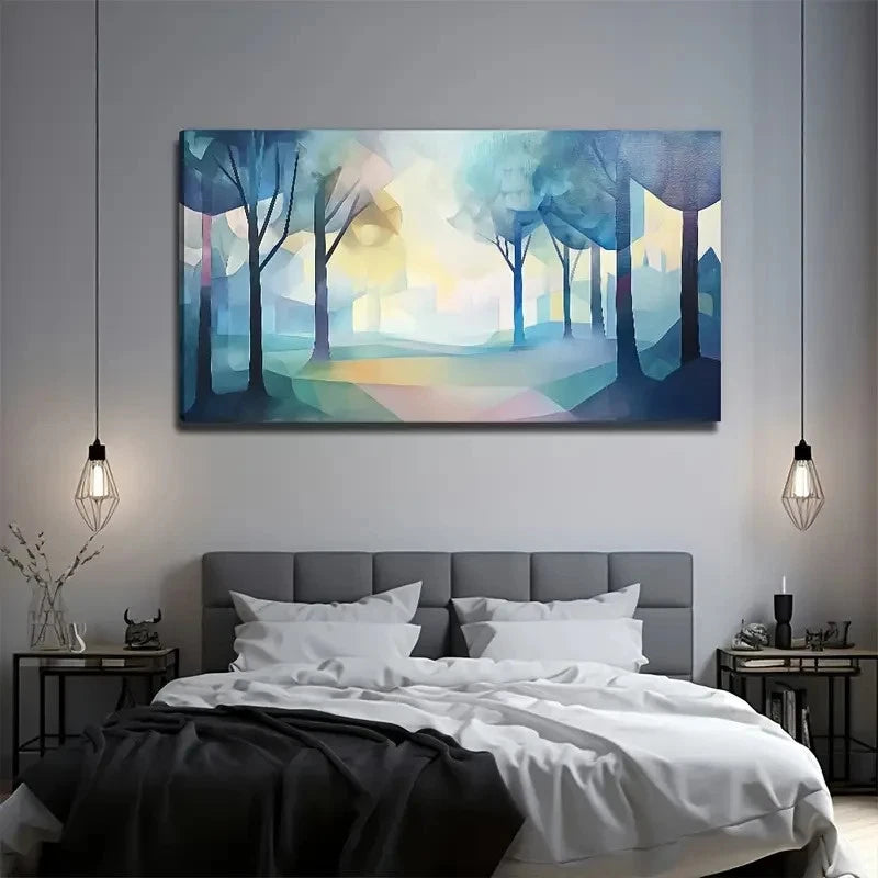 Psychedelic Woods Wall Art Canvas Office Home Room Framed 120x60cm