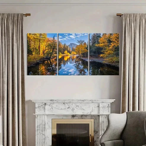 3pcs Forest Woods & Lake Modern Wall Art Canvas Unframed – High Quality Print 100% Australian Made Wall Canvas - Bella Home Decor
