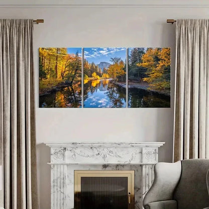 3pcs Forest Woods & Lake Modern Wall Art Canvas Unframed – High Quality Print 100% Australian Made Wall Canvas - Bella Home Decor
