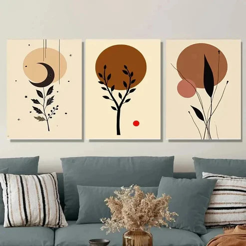 3pcs Minimalist Botanical Abstract Modern Wall Art Set Canvas Unframed - High Quality Print 100% Australian Made Wall Canvas