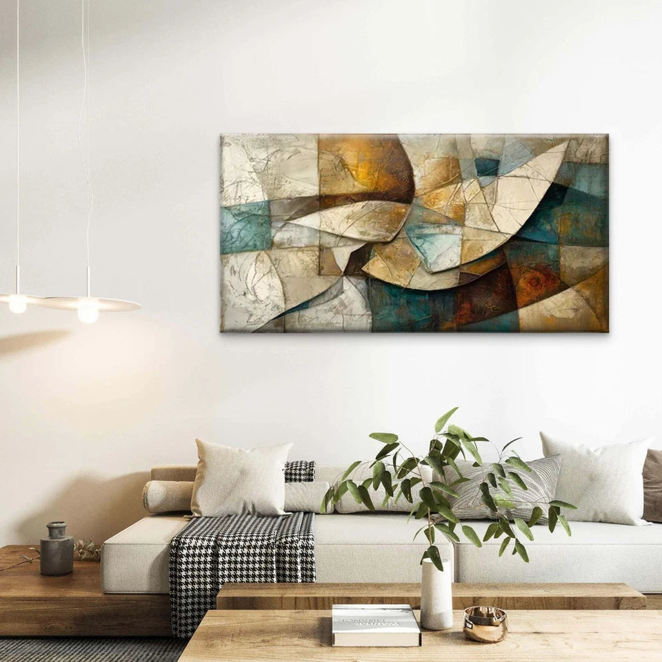 Modern Abstract Geometric Wall Art Canvas Office Home Room Framed 120x60cm