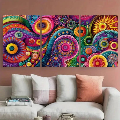 3pcs Maximalist Bundle Funky Retro Prefect Wall Art Set Canvas Framed 40x60cm - High Quality Print 100% Australian Made Wall Canvas Ready to Hang