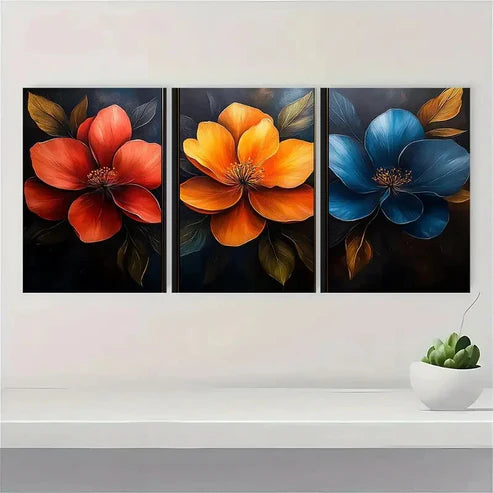 3pcs Vibrant Botanical Modern Home Decor  Wall Art Set Canvas Unframed - High Quality Print 100% Australian Made Wall Canvas - Bella Home Decor