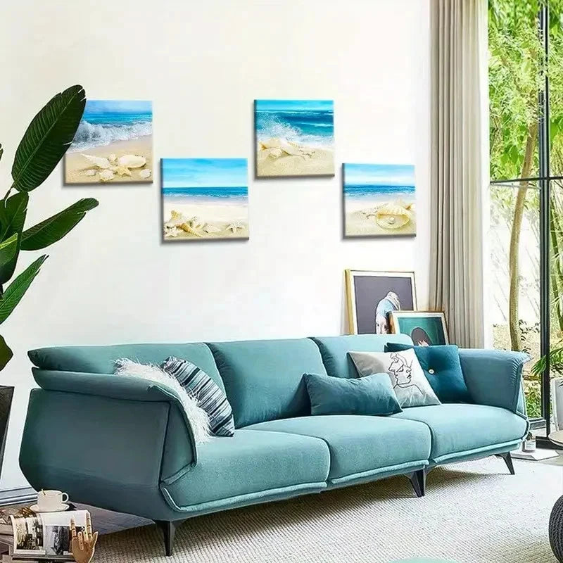 4pcs Artwork Framed for Bathroom Home Office Wall Art Canvas Framed