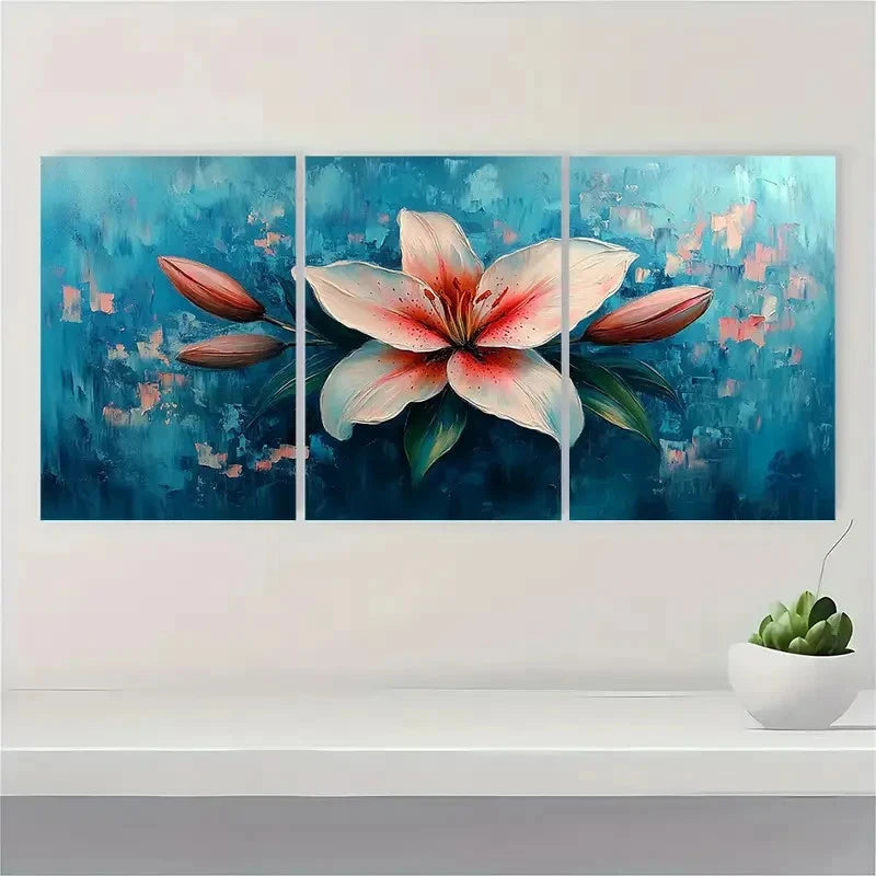 3pcs  Original Lily Flower JK   Wall Art Set Canvas Framed 60x90cm - High Quality Print 100% Australian Made Wall Canvas Ready to Hang - Bella Home Decor