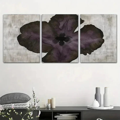 3pcs Unique Deep Purple Floral Pattern Wall Art Canvas Unframed - High Quality Print 100% Australian Made Wall Canvas - Bella Home Decor