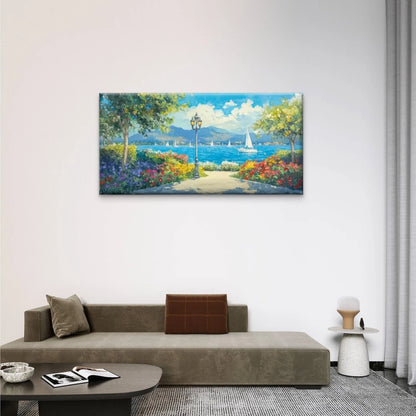 Seaside Scenery Blue Sky Wall Art Canvas Office Home Room Framed 120x60cm