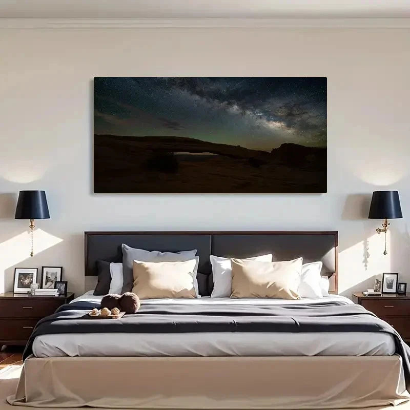 Mesa Arch Night Sky Retro Wall Art Canvas Office Home Room Framed 120x60cm
