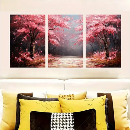 3pcs Pink Blossom Trees Nature Triptych   Wall Art Set Canvas Framed 40x60cm - High Quality Print 100% Australian Made Wall Canvas Ready to Hang