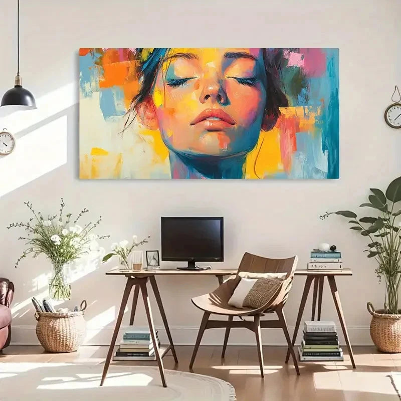 Gradient Aesthetic Cute Girl Wall Art Canvas Office Home Room Framed 120x60cm - Bella Home Decor