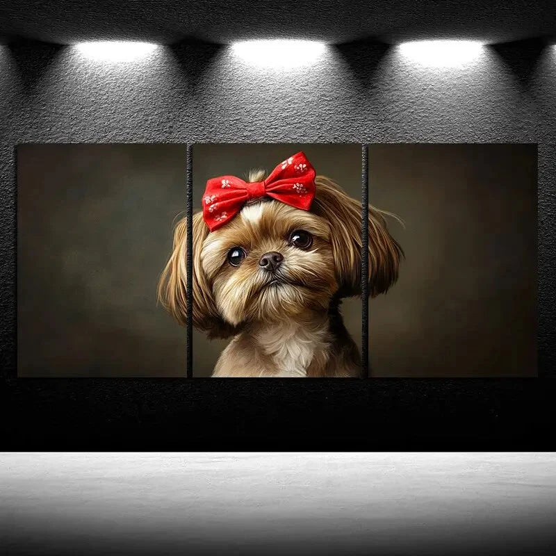 3pcs Wearing a Bow Tie Cutest Dog Metal Print Ready to Hang Art - Bella Home Decor