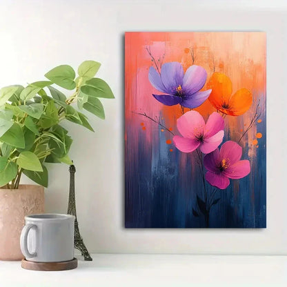 Beautiful Vibrant Pink Purple Orange Flowers 40x60cm Metal Print Ready to Hang