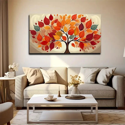 Vibrant Autumn Tree Wall Art Canvas Office Home Room Framed 120x60cm