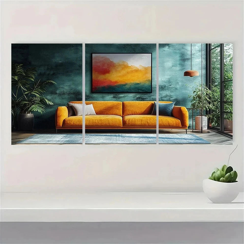 3pcs Abstract Shapes Cozy Neutral Metal Print Ready to Hang Art - Bella Home Decor