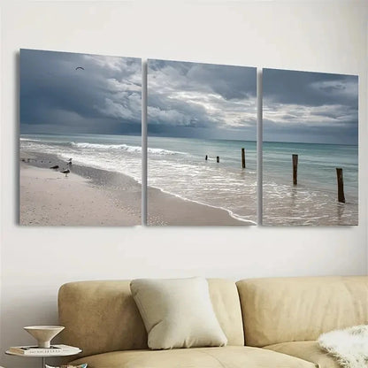 3pcs Nautical Beach Ocean Modern Art Wall Art Set Canvas Framed 50x70cm - High Quality Print 100% Australian Made Wall Canvas Ready to Hang