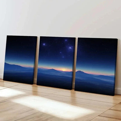 3pcs Night Scene Mountains & Starry Sky Wall Art Set Canvas Framed 40x60cm - High Quality Print 100% Australian Made Wall Canvas Ready to Hang - Bella Home Decor