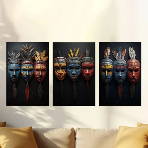3pcs mask Wall Art Set Canvas Unframed - High Quality Print 100% Australian Made Wall Canvas
