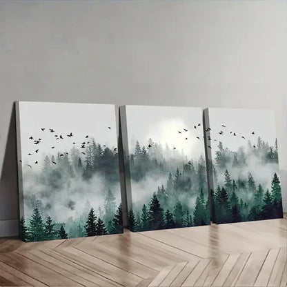 3pcs Gray Background And Soft Watercolor Wall Art Set Canvas Unframed - High Quality Print 100% Australian Made Wall Canvas
