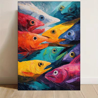 Abstract Underwater School of Fish Metal Print Ready to Hang