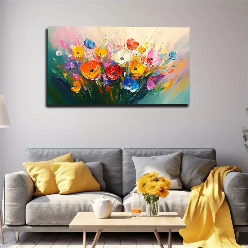 Thick Brushstroke Colorful Wall Art Canvas Office Home Room Framed 120x60cm