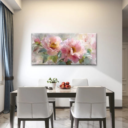 Pink Peonies & Blossoms Wall Art Canvas Office Home Room Framed 120x60cm - Bella Home Decor