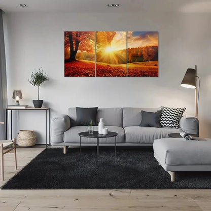 3pcs Autumn Sunset Nature Scenery Metal Print Ready to Hang Art - Bella Home Decor