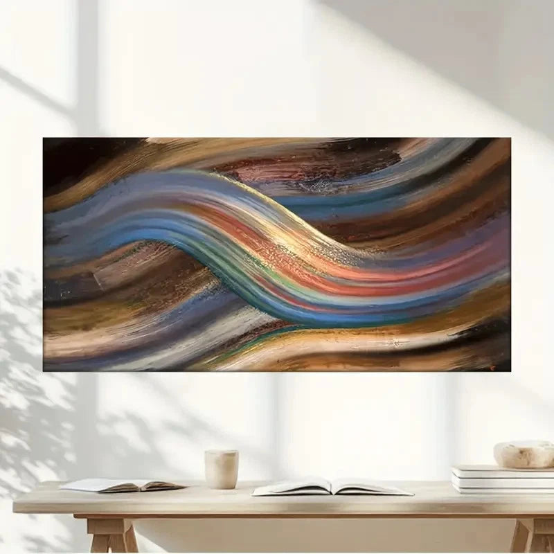 Modern Wavy Artwork Abstract Wall Art Canvas Office Home Room Framed 120x60cm
