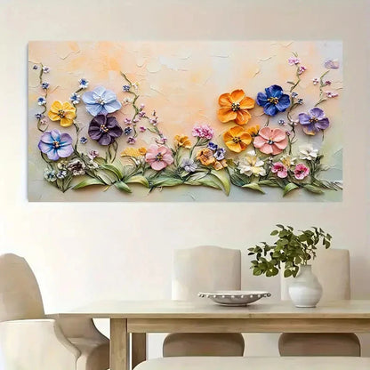Colorful Floral Modern Vibrant Wall Art Canvas Office Home Room Framed 120x60cm