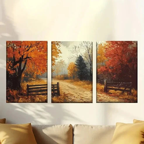 3pcs Forest road Wall Art Set Canvas Unframed - High Quality Print 100% Australian Made Wall Canvas - Bella Home Decor