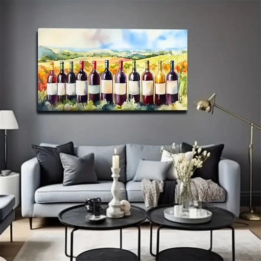 Nordic Minimalist Modern Wine Wall Art Canvas Office Home Room Framed 120x60cm
