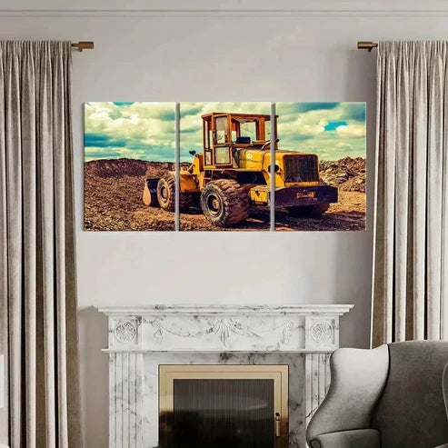 3pcs Bulldozer & Excavator in Action Wall Art Canvas Unframed - High Quality Print 100% Australian Made Wall Canvas - Bella Home Decor