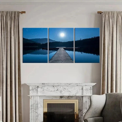 3pcs Mountains Trees Rivers & Wooden Bridges Wall Art Set Canvas Framed 60x90cm - High Quality Print 100% Australian Made Wall Canvas Ready to Hang - Bella Home Decor
