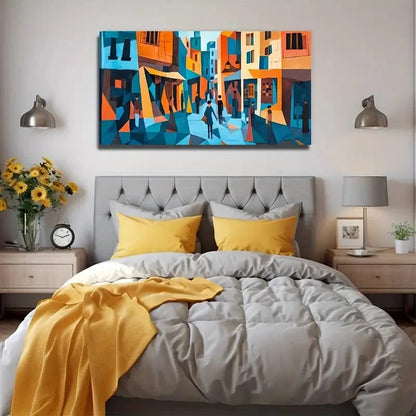 Modern Bohemian Abstract Street Wall Art Canvas Office Home Room Framed 120x60cm