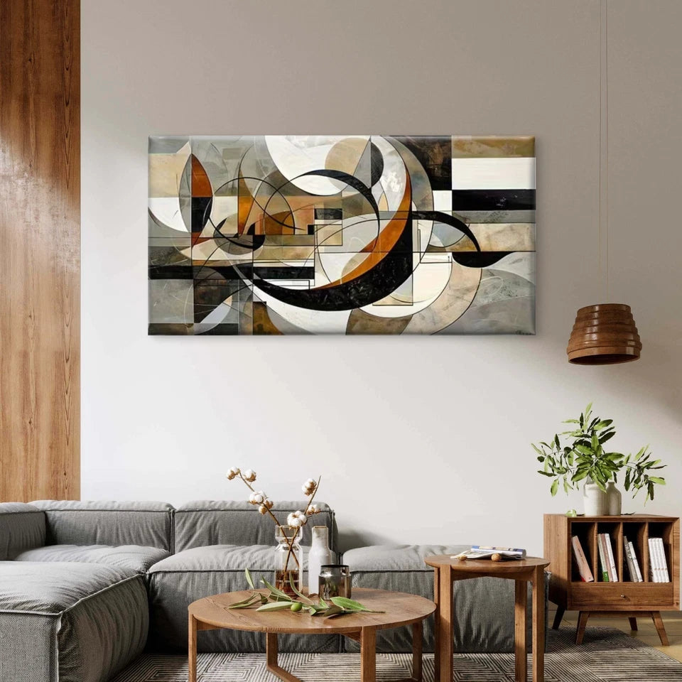 Geometric Symphony Wall Art Canvas Office Home Room Framed 120x60cm