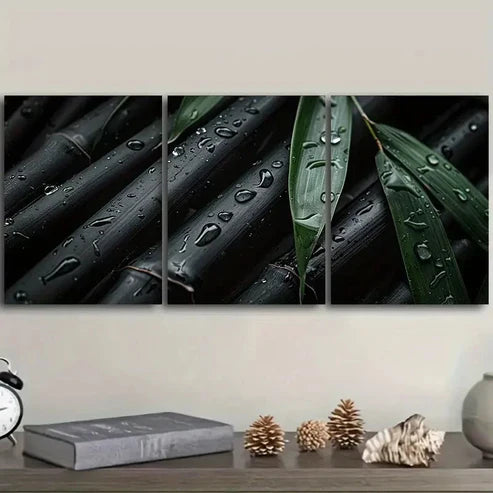 3pcs Bamboo Forest Night Scene Wall Art Set Canvas Unframed - High Quality Print 100% Australian Made Wall Canvas - Bella Home Decor