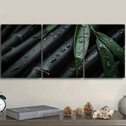 3pcs Bamboo Forest Night Scene Wall Art Set Canvas Unframed - High Quality Print 100% Australian Made Wall Canvas - Bella Home Decor