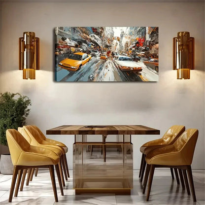 Dynamic City Street Scene Wall Art Canvas Office Home Room Framed 120x60cm - Bella Home Decor