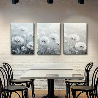 3pcs Elegant Monochrome Floral Botanical Perfect Wall Art Set Canvas Framed 40x60cm - High Quality Print 100% Australian Made Wall Canvas Ready to Hang - Bella Home Decor