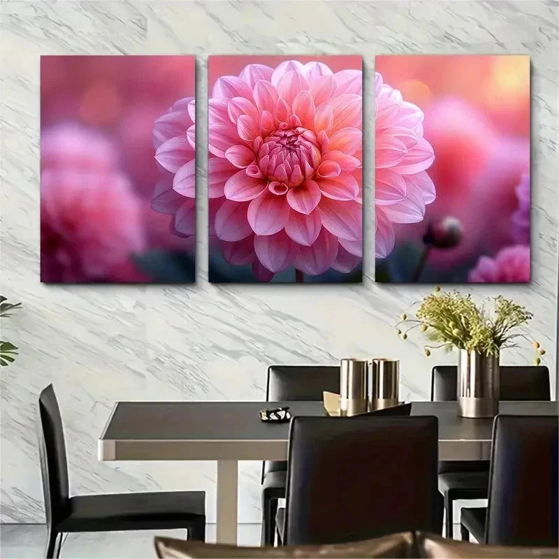 3pcs Dahlia Flower Floral Picture Perfect Wall Art Set Canvas Framed 50x70cm - High Quality Print 100% Australian Made Wall Canvas Ready to Hang - Bella Home Decor
