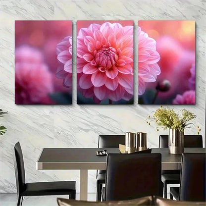 3pcs Dahlia Flower Floral Picture Perfect Wall Art Set Canvas Framed 50x70cm - High Quality Print 100% Australian Made Wall Canvas Ready to Hang - Bella Home Decor