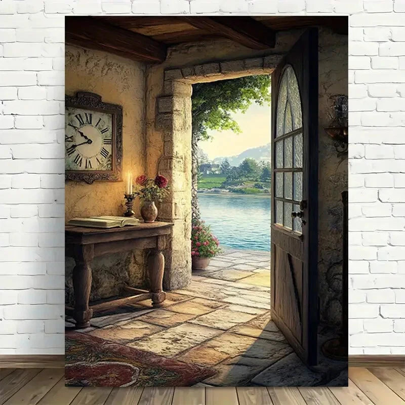 Beautiful Rustic Lake Modern Vintage Painting 40x60cm Metal Print Ready to Hang - Bella Home Decor