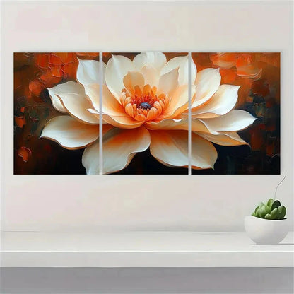 3pcs Beige Flower Art Flower Orange A    Wall Art Set Canvas Framed 40x60cm - High Quality Print 100% Australian Made Wall Canvas Ready to Hang - Bella Home Decor