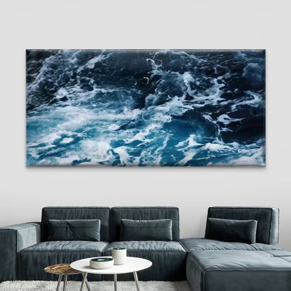 Ocean Waves & Sea Foam Wall Art Canvas Office Home Room Framed 120x60cm