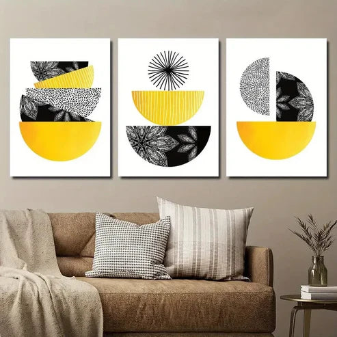 3pcs Modern Geometric Shapes Wall Art Set Canvas Unframed - High Quality Print 100% Australian Made Wall Canvas