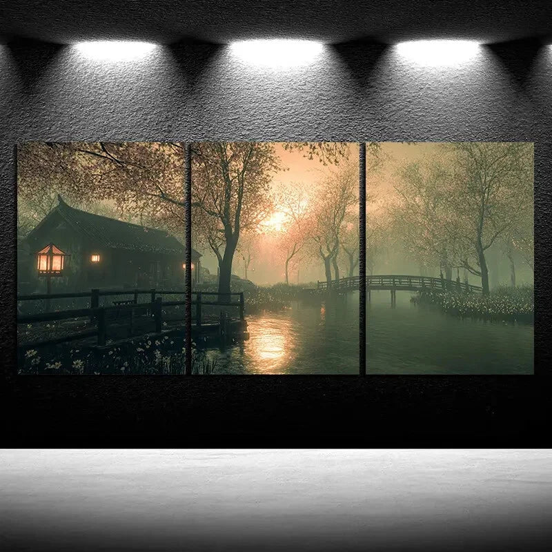 3pcs Beautiful Estate Design Scenery Metal Print Ready to Hang Art - Bella Home Decor