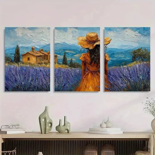 3pcs Tuscany Little Girl Artwork Small Wall Art Canvas Unframed - High Quality Print 100% Australian Made Wall Canvas